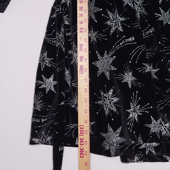 Victoria's Secret Velour Robe Womens XS/S Black Silver Sparkle Stars Logo Belt - Picture 8 of 9